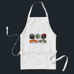Japanese Food Cooking Cuisine Sushi Roll Foodie Adult Apron<br><div class="desc">Features an original marker illustration of an assortment of delicious Japanese sushi selections including California roll, spicy tuna roll, avocado roll, caviar roll, and salmon nigiri. Perfect for your favorite fan of Japanese food! Don't see what you're looking for? Need help with customization? Contact Rebecca to have something designed just...</div>