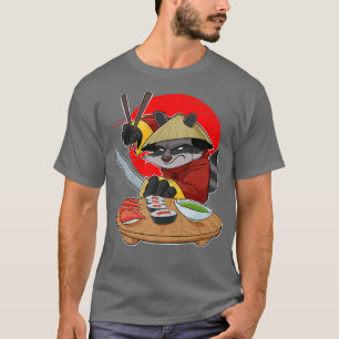 Japanese Food I Maki Lover I Samurai Sushi Raccoon T-Shirt