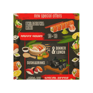 Japanese food menu wood wall art
