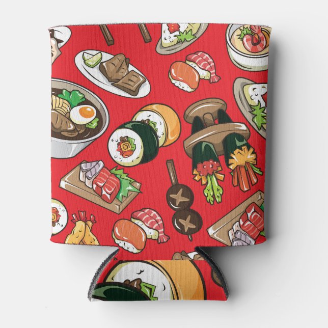 Japanese Food: Seamless Cultural Pattern Can Cooler (Front)