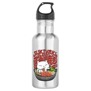 Japanese Food Sukiyaki Cat  Stainless Steel Water Bottle
