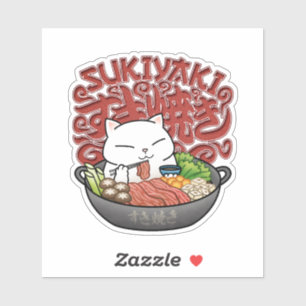Japanese Food Sukiyaki Cat  Sticker