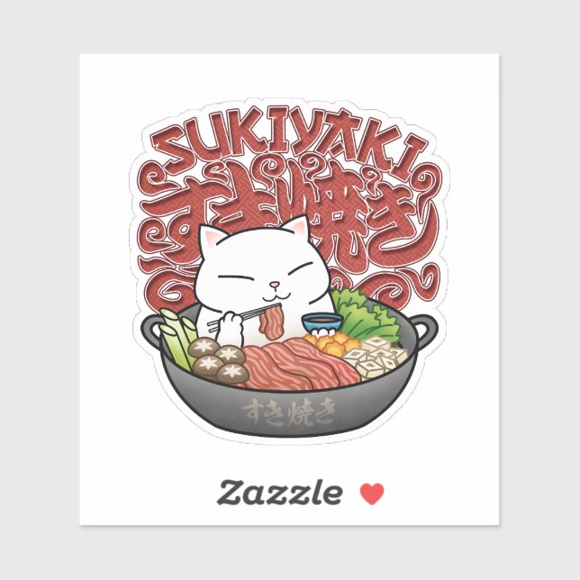 Japanese Food Sukiyaki Cat  Sticker (Sheet)