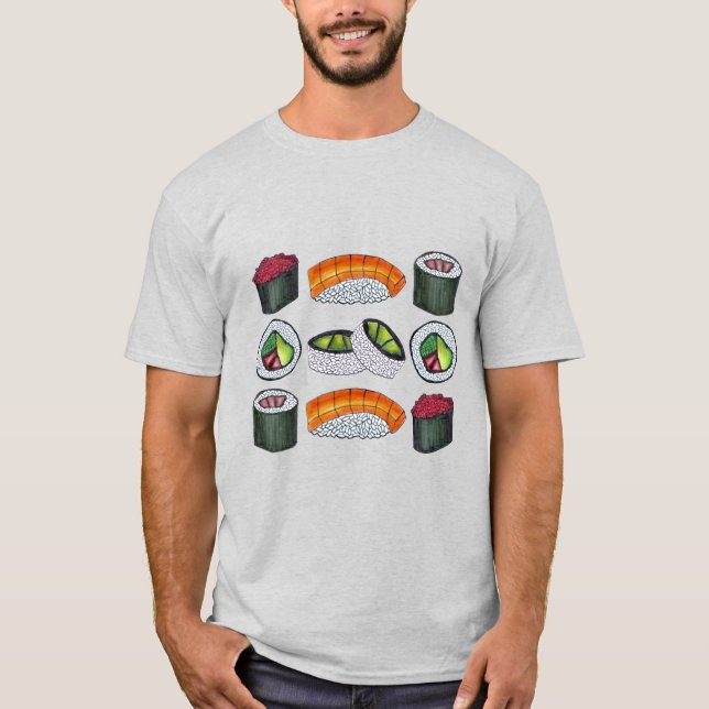 Japanese Food Sushi Nigiri Maki Roll Rolls T-Shirt (Front)