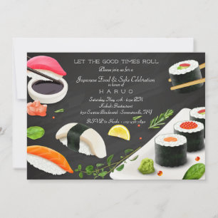 Japanese Food Sushi Party Invitation
