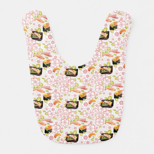 Japanese Food: Sushi Pattern 2 Baby Bib (Front)