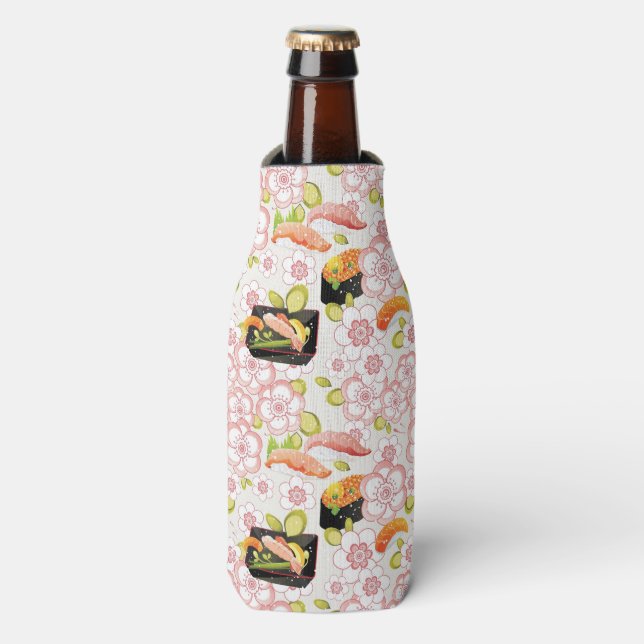 Japanese Food: Sushi Pattern 2 Bottle Cooler (Bottle Front)