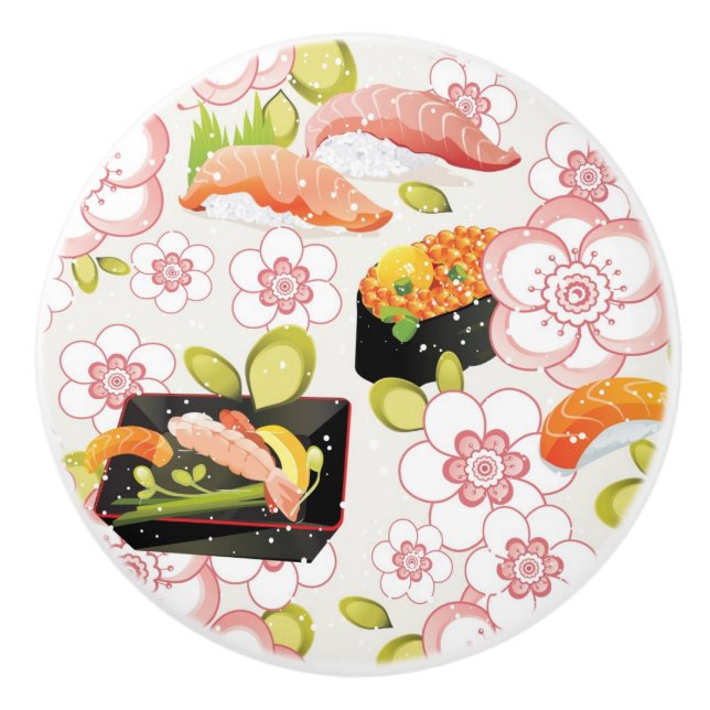 Japanese Food: Sushi Pattern 2 Ceramic Knob (Front)