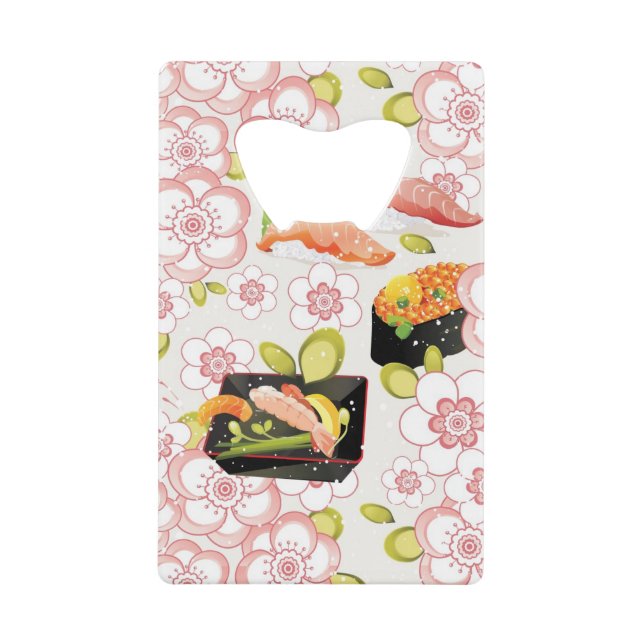 Japanese Food: Sushi Pattern 2 Credit Card Bottle Opener (Front)