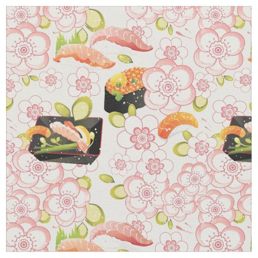 Japanese Food: Sushi Pattern 2 Fabric