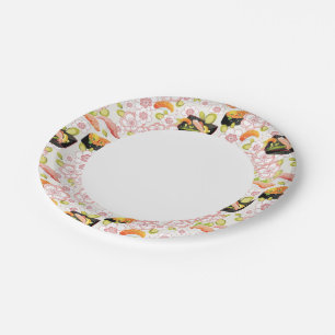Japanese Food: Sushi Pattern 2 Paper Plates