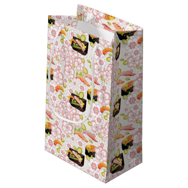 Japanese Food: Sushi Pattern 2 Small Gift Bag (Back Angled)