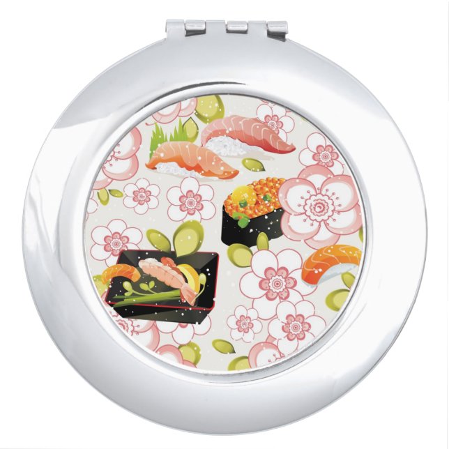 Japanese Food: Sushi Pattern 2 Vanity Mirror (Front)