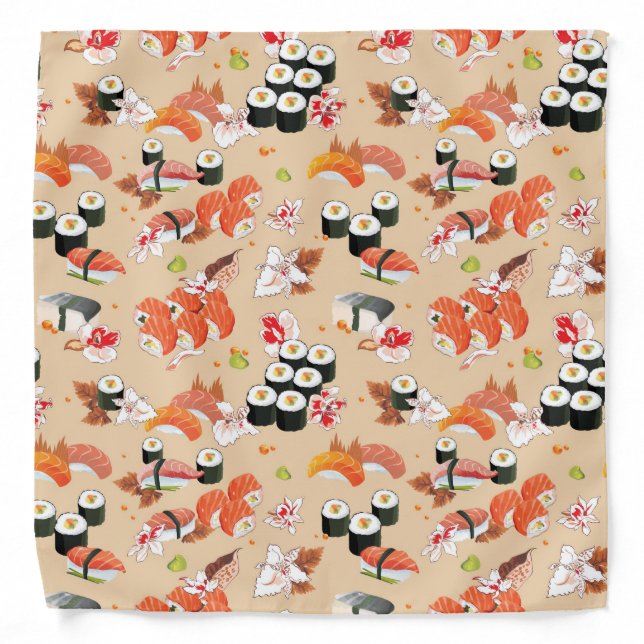 Japanese Food: Sushi Pattern 3 Bandana (Front)