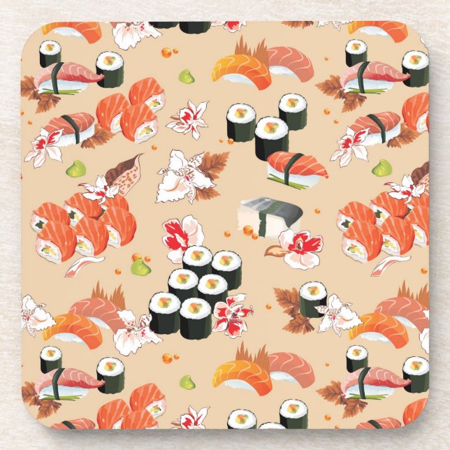 Japanese Food: Sushi Pattern 3 Beverage Coaster (Front)
