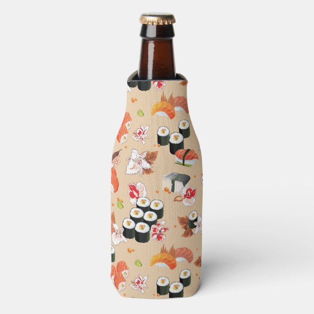 Japanese Food: Sushi Pattern 3 Bottle Cooler (Bottle Front)