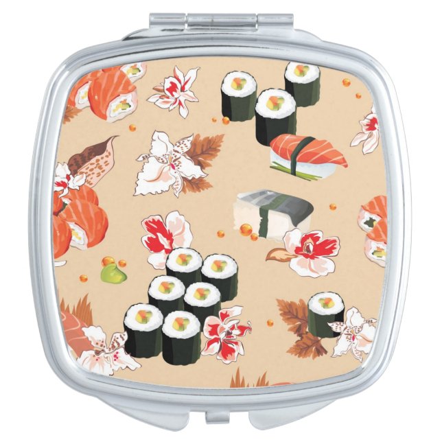 Japanese Food: Sushi Pattern 3 Makeup Mirror (Front)