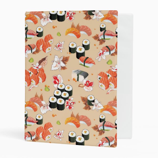 Japanese Food: Sushi Pattern 3 Mini Binder (Front/Inside)