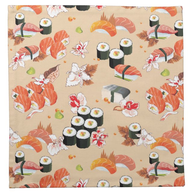Japanese Food: Sushi Pattern 3 Napkin (Front)