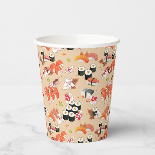 Japanese Food Sushi Pattern 3 Paper Cups