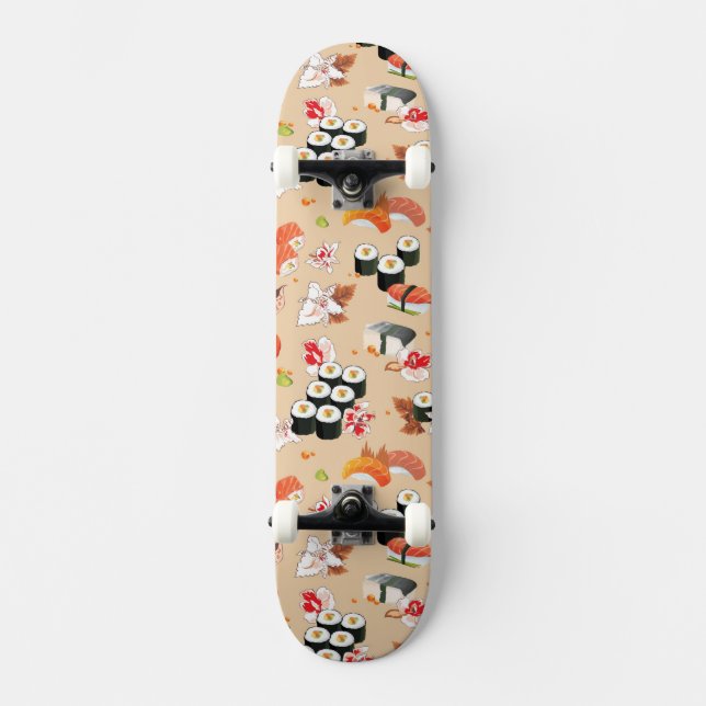 Japanese Food: Sushi Pattern 3 Skateboard Deck (Front)