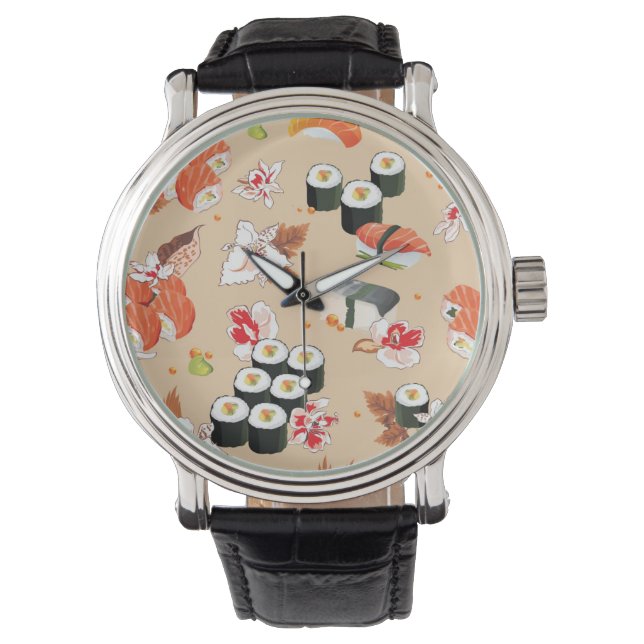 Japanese Food: Sushi Pattern 3 Watch (Front)