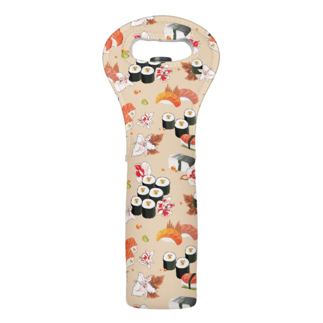 Japanese Food: Sushi Pattern 3 Wine Bag (Front)