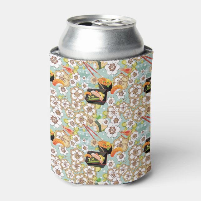 Japanese Food: Sushi Pattern 4 Can Cooler (Can Front)
