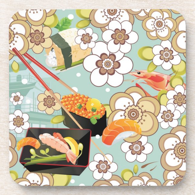Japanese Food: Sushi Pattern 4 Coaster (Front)