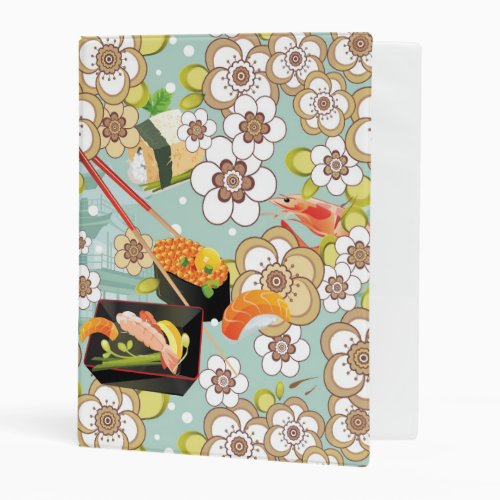 Japanese Food Sushi Pattern 4 Mini Binder