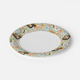 Japanese Food: Sushi Pattern 4 Paper Plates