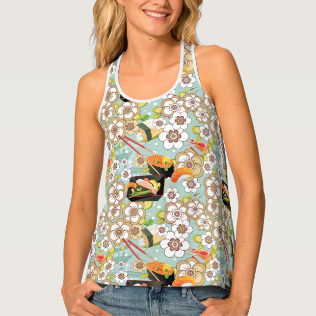Japanese Food: Sushi Pattern 4 Tank Top (Front)