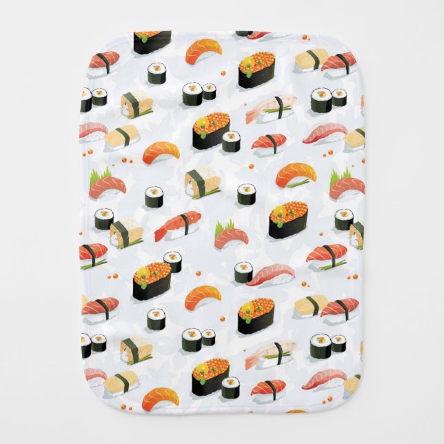 Japanese Food: Sushi Pattern Baby Burp Cloth (Front)