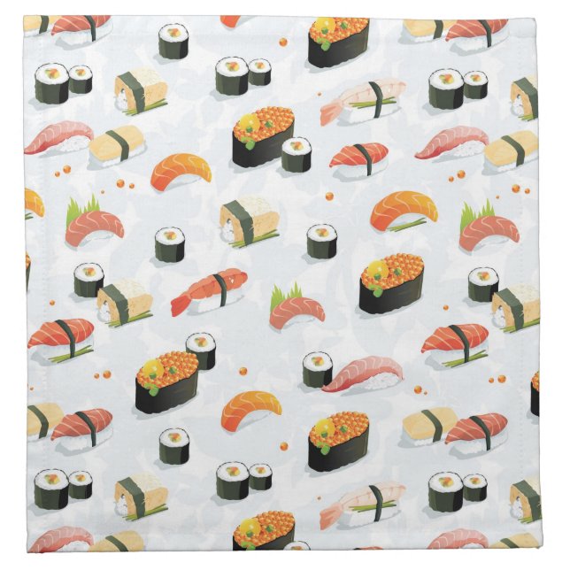 Japanese Food: Sushi Pattern Cloth Napkin (Front)