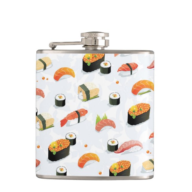 Japanese Food: Sushi Pattern Hip Flask (Front)