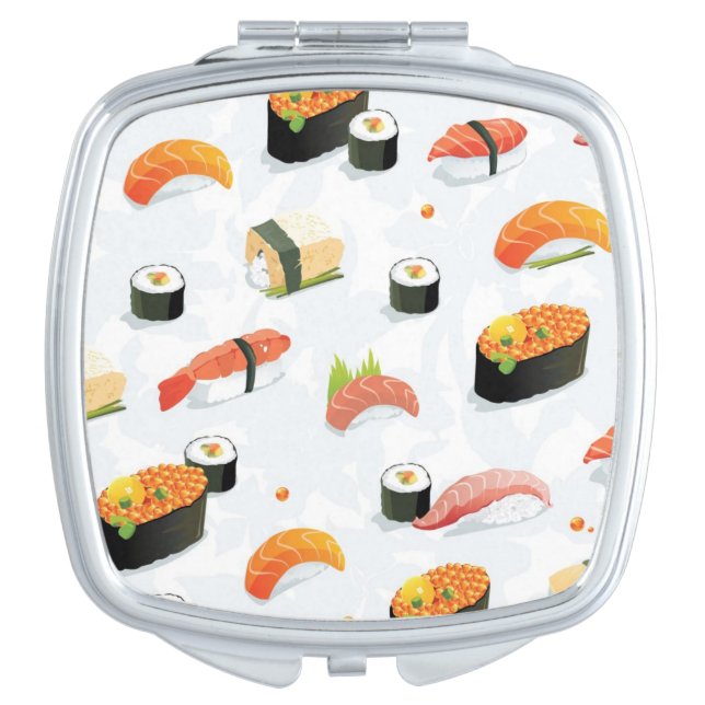 Japanese Food: Sushi Pattern Makeup Mirror (Front)