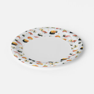 Japanese Food: Sushi Pattern Paper Plates