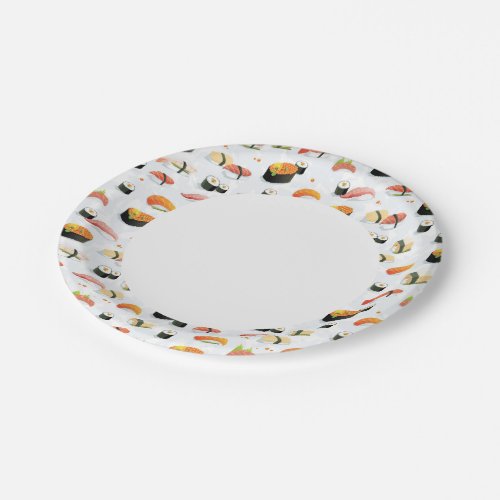 Japanese Food Sushi Pattern Paper Plates