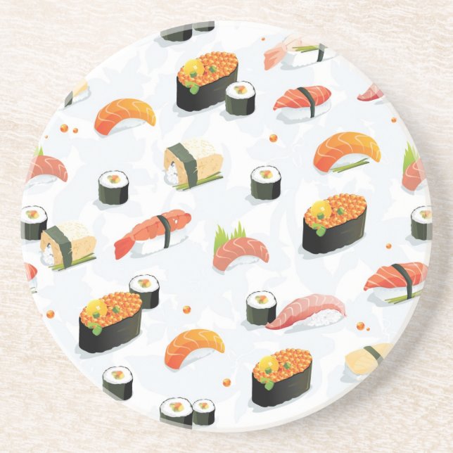 Japanese Food: Sushi Pattern Sandstone Coaster (Front)