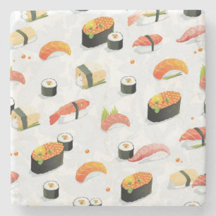 Japanese Food: Sushi Pattern Stone Coaster