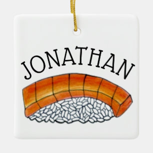 Japanese Food Sushi Salmon Nigiri Personalized Ceramic Ornament