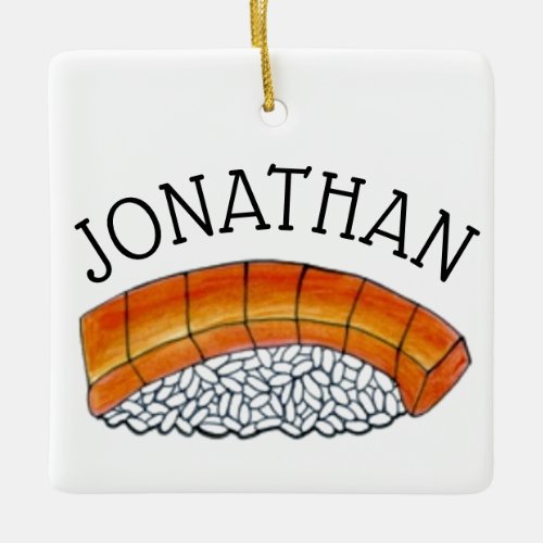 Japanese Food Sushi Salmon Nigiri Personalized Ceramic Ornament