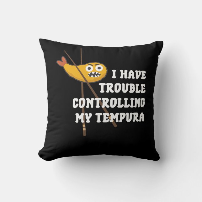 Japanese food Tempura Chopsticks Fried Shrimps Throw Pillow (Front)
