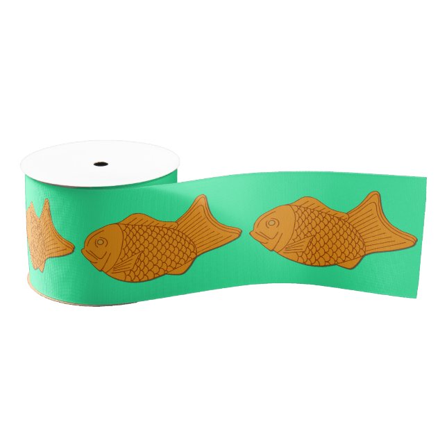 Japanese Food Themed Taiyaki Fish Snack Grosgrain Ribbon (Spool)