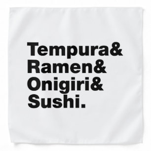 Japanese Foods Tempura & Ramen & Onigiri & Sushi. Bandana