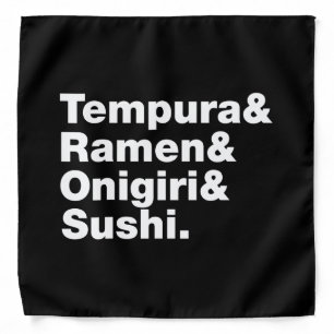 Japanese Foods Tempura & Ramen & Onigiri & Sushi. Bandana