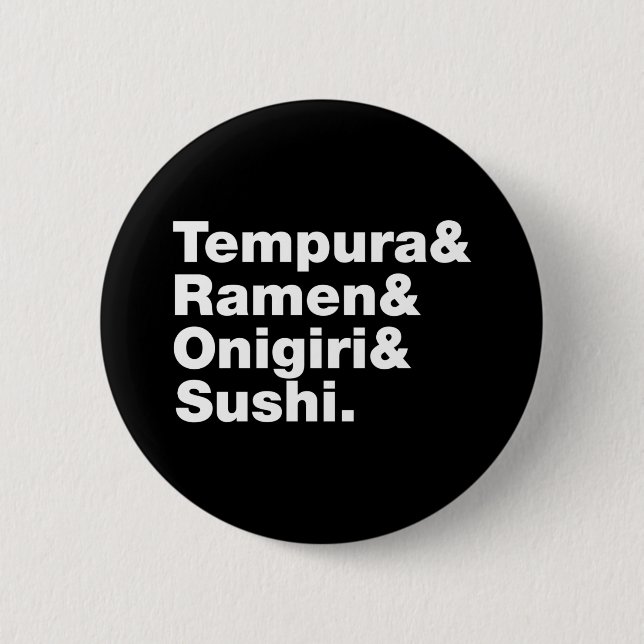 Japanese Foods Tempura & Ramen & Onigiri & Sushi.  Button (Front)