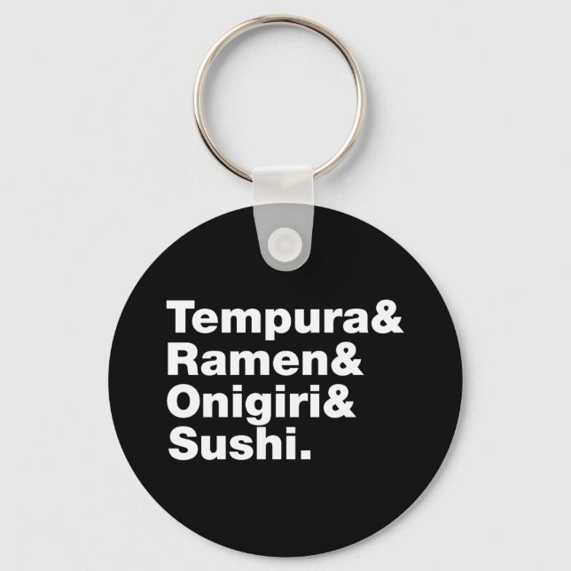 Japanese Foods Tempura & Ramen & Onigiri & Sushi.  Keychain (Front)