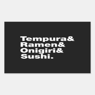Japanese Foods Tempura & Ramen & Onigiri & Sushi. Rectangular Sticker