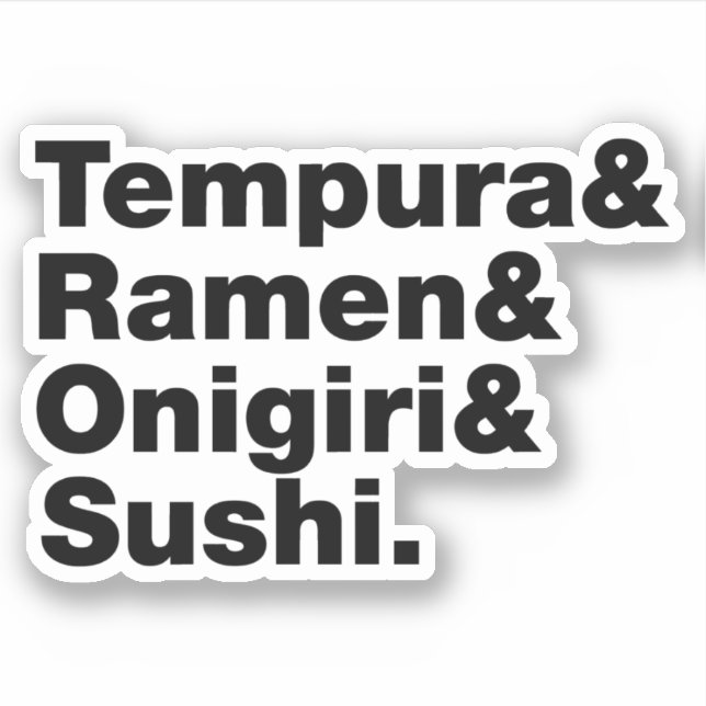 Japanese Foods Tempura & Ramen & Onigiri & Sushi. Sticker (Front)
